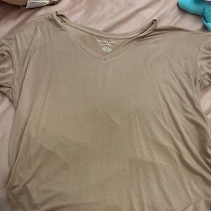 American Eagle Outfitters Beige V-Neck Soft & Sexy Tee